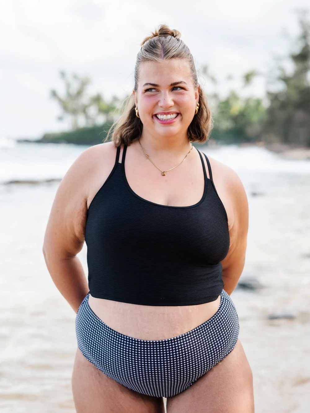 Livy & Kate Double Strap Swim Top Black NWT Women’s 2X Beach Basic Crop Top